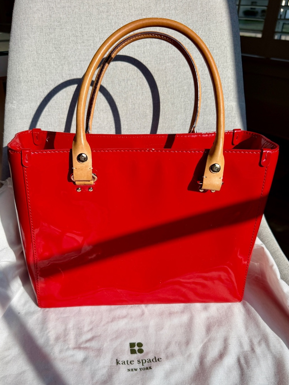 Kate Spade Red Patent Leather Tote EUC - Picture 2 of 5